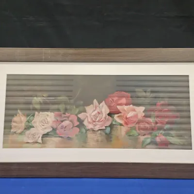 Vintage Vertical Floral Art Print With Frame & Mat