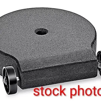 Sale Photo Thumbnail #90: Heavy-duty rolling sign base with a textured black finish and two wheels for easy transport.