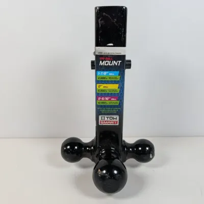 Sale Photo Thumbnail #137: TowSmart tri-ball hitch mount featuring three different ball sizes (1-7/8", 2", and 2-5/16") on a black steel shank.