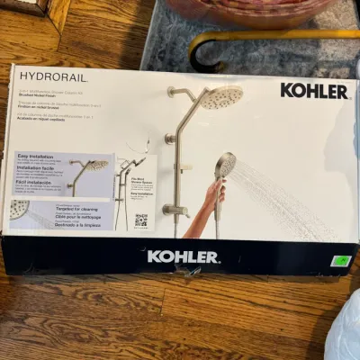 Sale Photo Thumbnail #248: Kohler Hydrorail 3-in-1 multifunction shower column kit in brushed nickel finish, new in its original box.