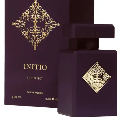 Initio Side Effect Eau de Parfum, 90 ml bottle with its original deep purple and gold presentation box.