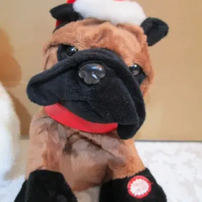 Sale Photo Thumbnail #206: 9" Bulldog plays "Here Comes Santa Claus", Takes 2 AA batteries not included, Polar Bear is 15" tall, see pictures