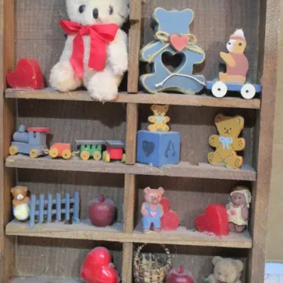 Sale Photo Thumbnail #341: Snowman door hanger, jingle bells, small shadow box with mini toys & books, decorative snowman box, 12" x 18" gnome Christmas flag, See pictures