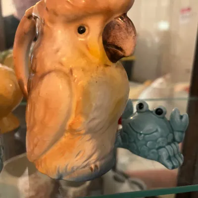 vintage parrot ceramic vase