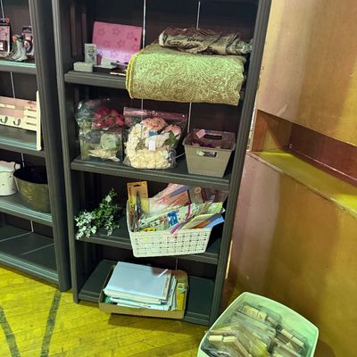 Crapped items, rubber stamps for stamping collection of scrapbook stickers, and paper papers some upholstery fabric