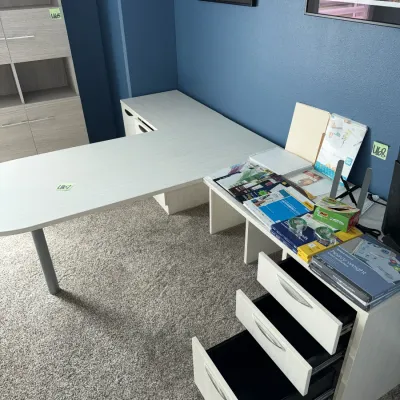 Sale Photo Thumbnail #319: Measures 72" deep from end of table to back of desk, 103" wide overall, 29" tall