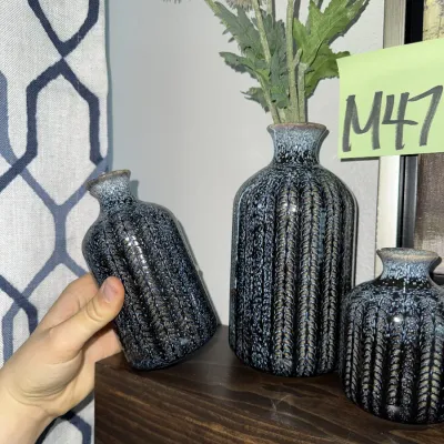 Sale Photo Thumbnail #520: Vases and wall hanging. Wall hanging is roughly 30" wide
