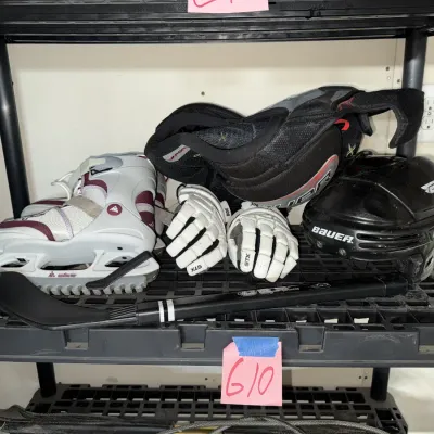 Sale Photo Thumbnail #852: Ice skates, mini stick, helmet (couldn't find a size)