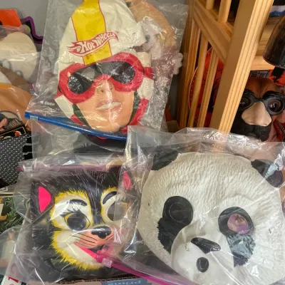 Sale Photo Thumbnail #25: Vintage 1970s Collegeville plastic Halloween masks (in fair condition)