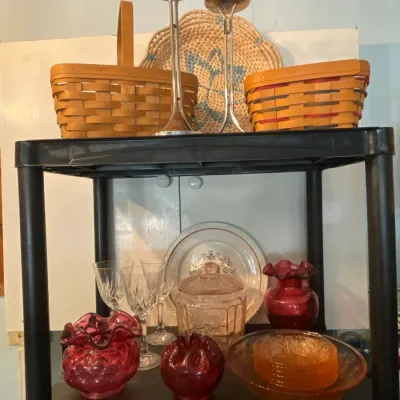 Sale Photo Thumbnail #118: Longaberger baskets, Cranberry, Depression and Carnival glass