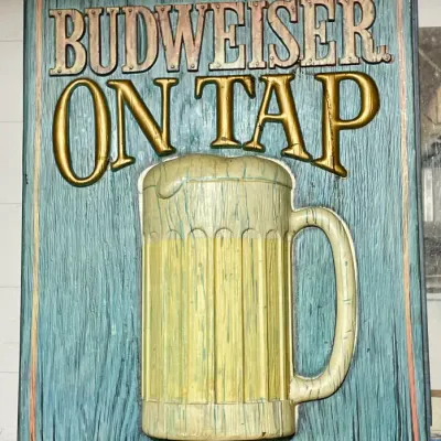 Sale Photo Thumbnail #175: Vintage plastic Budweiser bar sign