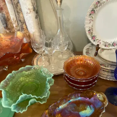 Sale Photo Thumbnail #124: More fancy glass including Carnival and Jefferson Glass