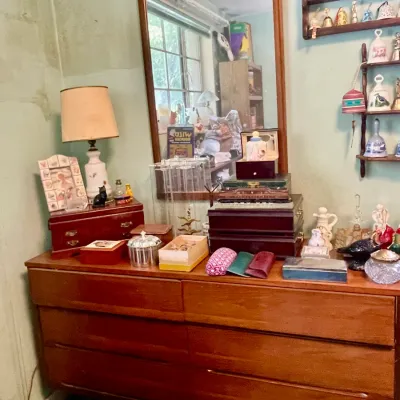 Sale Photo Thumbnail #63: One of two mid-century modern walnut dressers