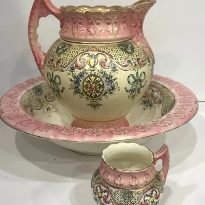 Pitcher And Wash Basin With Creamer Or Shaving Mug