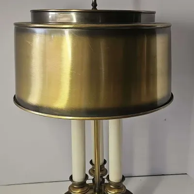 Vintage Mid-century Brass Bouillotte Desk Lamp