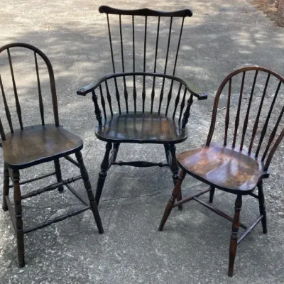 Three Unique Vintage Wooden Chairs