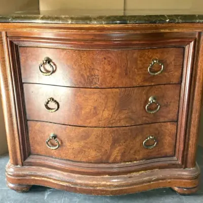 Thomasville Marble Topped Burl Wood Dresser 
