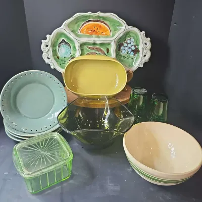 Variety Of Green Tone Glassware