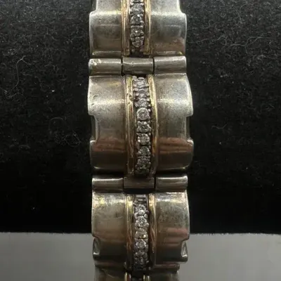 Vintage Michael Dawkins Diamond & 925 Sterling Bracelet 