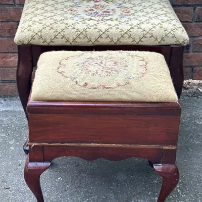 Vintage Needlepoint Upholstery Pair