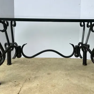 Metal And Glass Oval Coffee Table