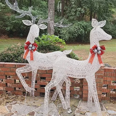 Pre-Lit Wire-frame Christmas Reindeer Set, 