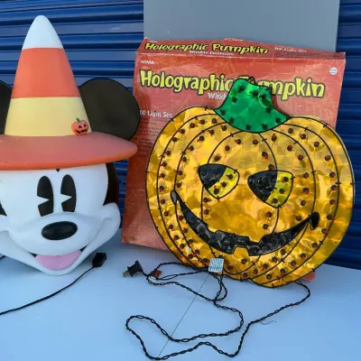 Disney Mickey Mouse Halloween Hard Shell Light Up &  Holographic Pumpkin
