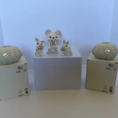 Easter Bunny Rabbits And Lenox Candle Holders