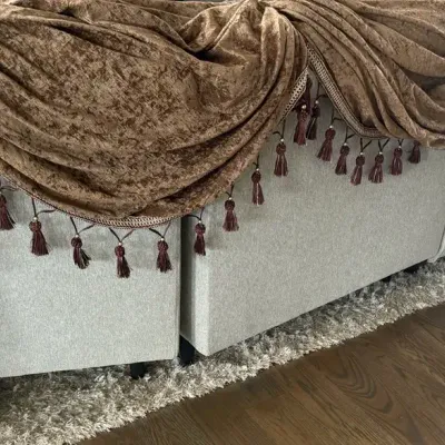 Brown Waterfall Valance with Hanging Tassels