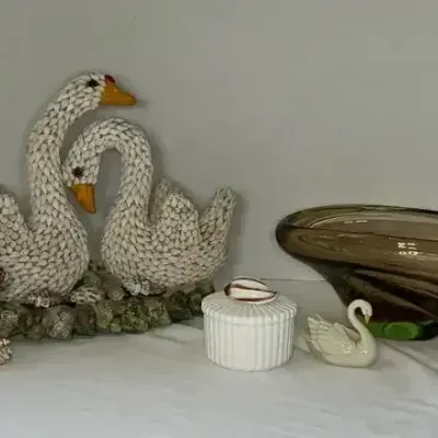 Seashell and Swan Decorative Figures and Trinkets