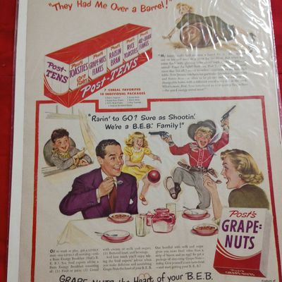 Sale Photo Thumbnail #25: Vintage 1940s Post's Grape-Nuts and Post-Tens Magazine Advertisement