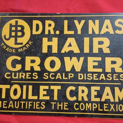 Sale Photo Thumbnail #24: Dr. Lynas' Hair Grower and Toilet Cream Cardboard Store Display Sign