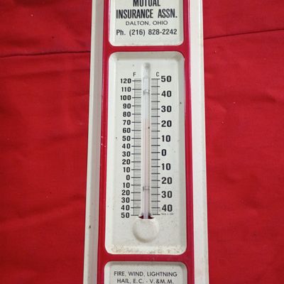 Sale Photo Thumbnail #23: Sonnenberg Mutual Insurance Association Advertising Metal Wall Thermometer
