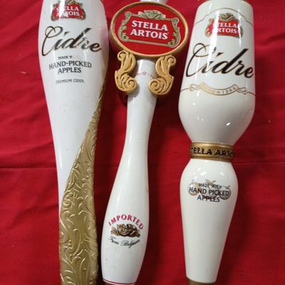 Sale Photo Thumbnail #41: Three Stella Artois Ceramic Beer and Cidre Tap Handles