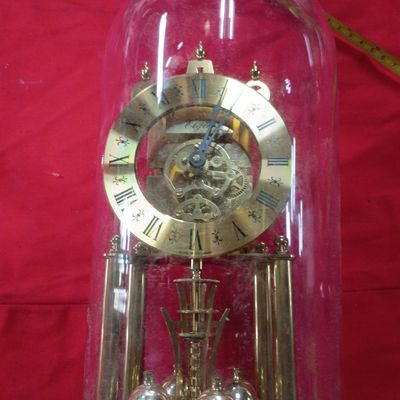 Sale Photo Thumbnail #4: German Elgin Skeletonized Torsion Pendulum Anniversary Clock