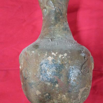 Sale Photo Thumbnail #48: A lead-glazed earthenware garlic-mouth vase, Han dynasty (206 B.C.-A.D. 220)