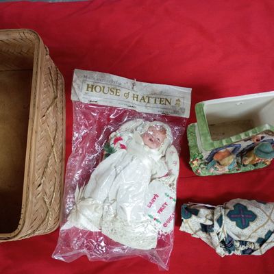 Sale Photo Thumbnail #13: An Assortment of Vintage Holiday and Decorative Items Including House of Hatten Ornament and Ceramic Wall Pocket