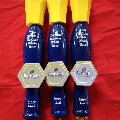 Sale Photo Thumbnail #44: Trio of Hoegaarden Original Belgian White Beer Tap Handles