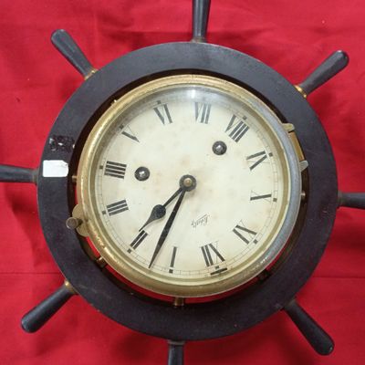 Sale Photo Thumbnail #2: Schatz Royal Mariner Ships Wheel Mechanical Bell Clock