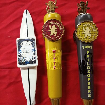 Sale Photo Thumbnail #40: Three Beer Tap Handles Including Brewery Ommegang and Island IPA Surfboard Style