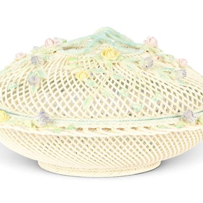 Sale Photo Thumbnail #74: Belleek Porcelain Oval Covered Basket