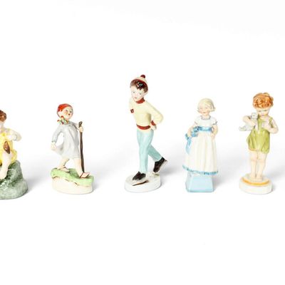 Sale Photo Thumbnail #212: Freda Doughty, Children of the Week Porcelain Figurines, Royal Worcester