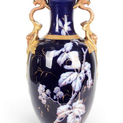 Sale Photo Thumbnail #99: Large 19th Century Richard Ginori Porcelain Cobalt Vase