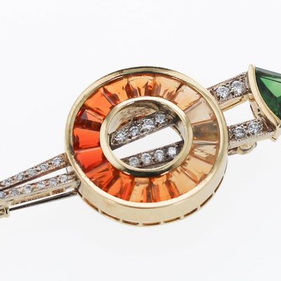 Sale Photo Thumbnail #14: 18K Ruud Kahle Mexican Fire Opal Pendant Brooch