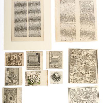 Sale Photo Thumbnail #92: 15th Century German Bible Leaf, Early Biblical Woodcuts, Etc.