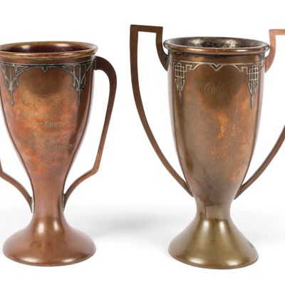 Sale Photo Thumbnail #250: Two Heintz Art Metal Shop Sterling on Bronze Golf Trophies