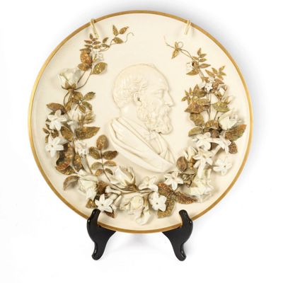 Sale Photo Thumbnail #233: President James A. Garfield Memorial Porcelain Plaque, Royal Worcester