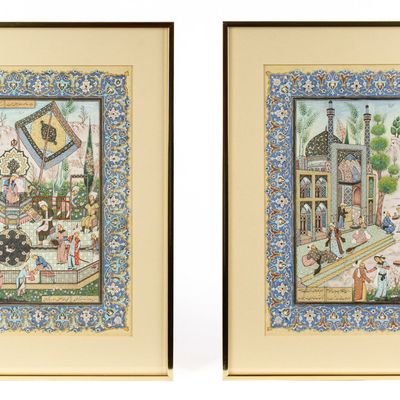 Sale Photo Thumbnail #346: Pair of Indo-Persian or Mughal Style Miniature Paintings