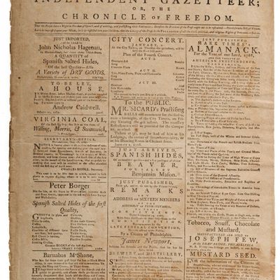 Sale Photo Thumbnail #131: 1788 Issue of The Independent Gazetteer, Philadelphia Newspaper
