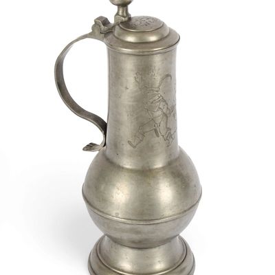 Sale Photo Thumbnail #378: Antique Engraved German Pewter Tankard